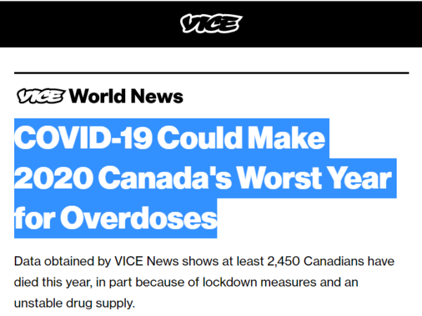 Article Image: COVID-19 Could Make 2020 Canada's Worst Year for Overdoses